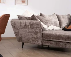 Sale Canapé angle gauche ultra confort en tissu chenillé doux gris cendre 