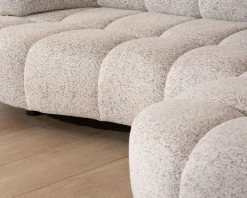 Clearance Canapé avec assise électrique et méridienne à droite "Syltan" tissu blanc cassé tramé Canapé D'Angle