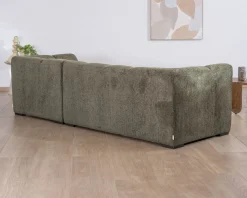 Discount Canapé avec méridienne en tissu bouclette vert "Enjoy Home" Canapé D'Angle|Canapé 3 Places