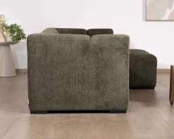 Discount Canapé avec méridienne en tissu bouclette vert