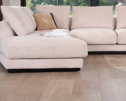 Online Canapé confort en velours côtelé beige avec méridienne design "Cyrano" Canapé D'Angle|Canapé 3 Places