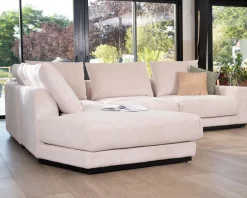 Online Canapé confort en velours côtelé beige avec méridienne design 