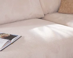 Online Canapé confort en velours côtelé beige avec méridienne design 