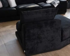 Outlet Canapé confort en velours lisse anthracite avec méridienne design