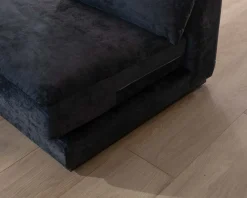 Outlet Canapé confort en velours lisse anthracite avec méridienne design