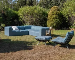 Sale Canapé d'angle en tissu turquoise haut de gamme 