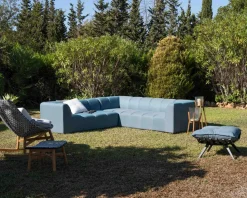 Sale Canapé d'angle en tissu turquoise haut de gamme 