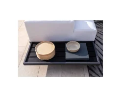 Hot Canapé d'angle extérieur blanc et noir imitation cuir "Lakpura Beach" Canapé De Jardin