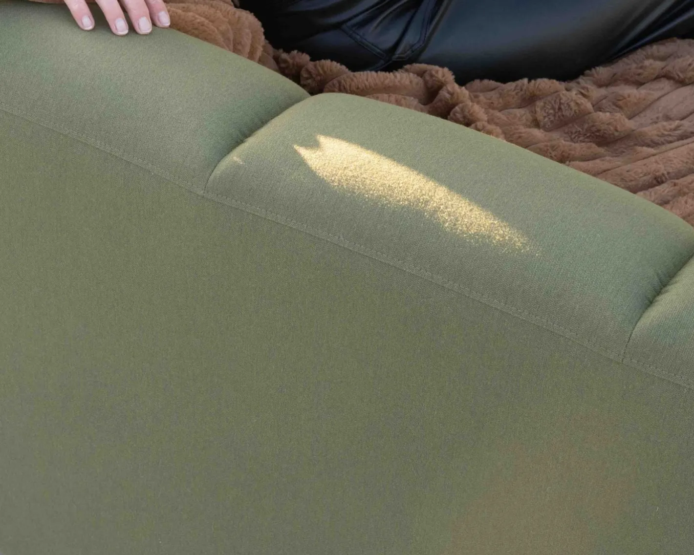 Clearance Canapé d'angle haut de gamme spéciale extérieur tissu vert "Terrasse" Canapé De Jardin