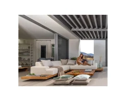 Discount Canapé d'angle pour terrasse et jardin en tissu Sunbrella écru 
