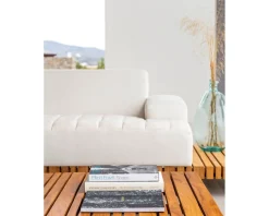 Discount Canapé d'angle pour terrasse et jardin en tissu Sunbrella écru 