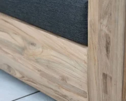Discount Canapé de jardin 3 places haut de gamme "Zénith" en teck matelassé tissu gris foncé Canapé De Jardin|Salon De Jardin