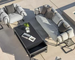Hot Canapé de terrasse 3 places matelassé tissu Sunbrella gris clair "Paquetage" Canapé De Jardin