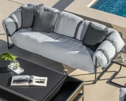 Hot Canapé de terrasse 3 places matelassé tissu Sunbrella gris clair 