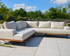 New Canapé d'extérieur haut de gamme tissu Sunbrella et teck "Maluku Island" Canapé De Jardin