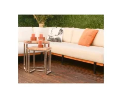 New Canapé d'extérieur haut de gamme tissu Sunbrella et teck 