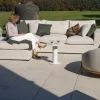 New Canapé d'extérieur ultra confort avec ottoman en tissu écru chiné "Toliara" avec coussins décos kaki Canapé De Jardin