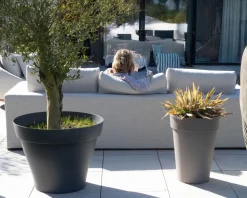 New Canapé d'extérieur ultra confort avec ottoman en tissu écru chiné "Toliara" avec coussins décos kaki Canapé De Jardin