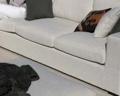 New Canapé d'extérieur ultra confort avec ottoman en tissu écru chiné