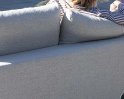 New Canapé d'extérieur ultra confort avec ottoman en tissu écru chiné