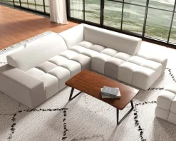 Hot Canapé en angle avec méridienne design lounge & chill "Casa Nova" bicolore beige et gris Canapé D'Angle|Canapé 3 Places