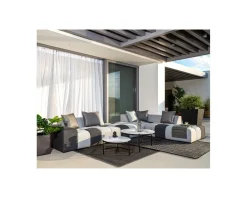 New Canapé extérieur avec angle gauche bi-teinte gris en tissu Sunbrella 