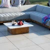 Canapé haut de gamme avec retour droit tissu Sunbrella gris clair "Lombok" Canapé De Jardin