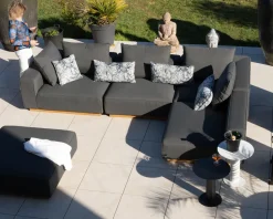 Best Canapé modulaire d'extérieur en teck et tissu anthracite