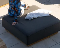 Best Canapé modulaire d'extérieur en teck et tissu anthracite