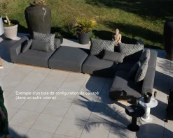 Best Canapé modulaire d'extérieur en teck et tissu anthracite