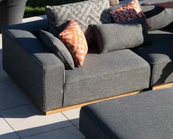 Outlet Canapé modulaire d'extérieur en teck et tissu gris chiné 