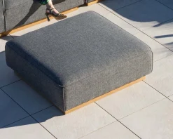 Outlet Canapé modulaire d'extérieur en teck et tissu gris chiné 