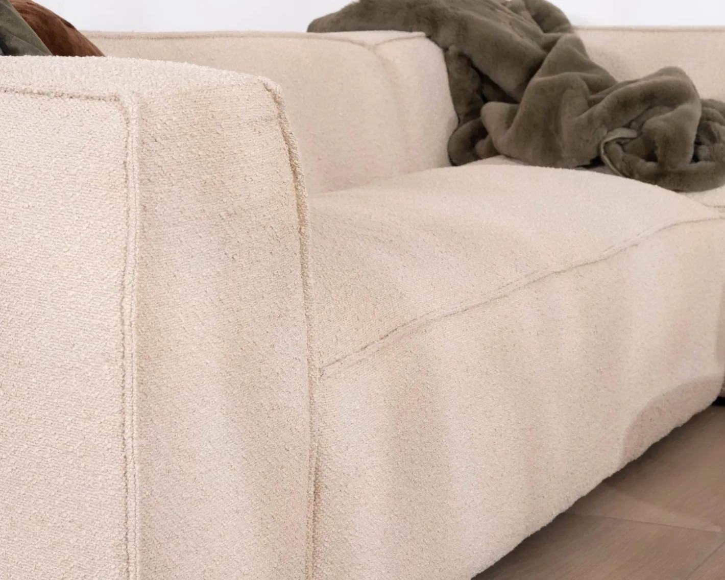 Canapé modulaire en angle en tissu bouclette beige "Alcazar" Canapé D'Angle|Canapé Modulable