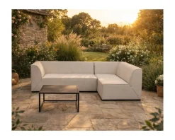 Discount Canapé outdoor en 2 modules "Sunset Bay" tissu spécial extérieur crème Canapé De Jardin