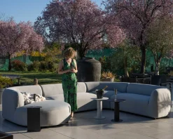 Online Canapé panoramique modulaire spécial extérieur en tissu gris clair 