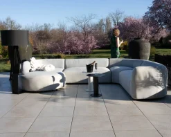 Online Canapé panoramique modulaire spécial extérieur en tissu gris clair 