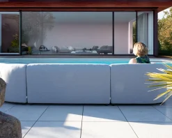 Online Canapé panoramique modulaire spécial extérieur en tissu gris clair 