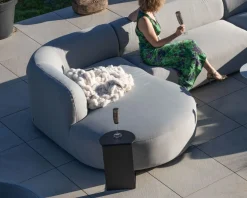Online Canapé panoramique modulaire spécial extérieur en tissu gris clair 