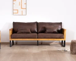 Hot Canapé 3 personnes style club teck et tissu 192 cm 