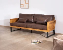 Hot Canapé 3 personnes style club teck et tissu 192 cm 