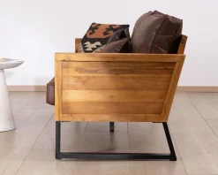 Hot Canapé 3 personnes style club teck et tissu 192 cm 