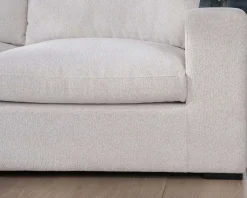 Discount Canapé 3 places avec pouf ottoman carré en tissu doux et bouclé blanc chiné "Tuléar" Canapé D'Angle|Canapé Modulable