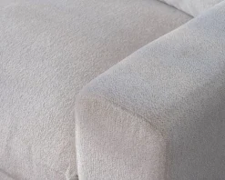 Discount Canapé 3 places avec pouf ottoman carré en tissu doux et bouclé blanc chiné 