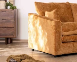 Sale Canapé 2 places contemporain esprit cosy “Odéa” en tissu jaune moutarde Canapé 3 Places|Canapé Droit Fixe
