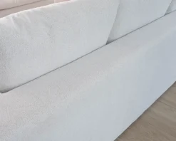 Clearance Canapé 3 places en tissu doux aspect chiné blanc 