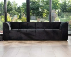 Outlet Canapé 3 places en velours anthracite soyeux avec surpiqures "Enjoy Home" Canapé 3 Places|Canapé Droit Fixe