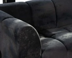 Outlet Canapé 3 places en velours anthracite soyeux avec surpiqures