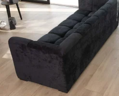Outlet Canapé 3 places en velours anthracite soyeux avec surpiqures