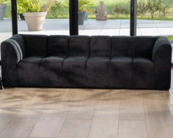 Outlet Canapé 3 places en velours anthracite soyeux avec surpiqures