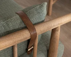 Outlet Canapé 2 places esprit ethnique en tissu gaufré kaki "Plume" Canapé 2 Places|Canapé Droit Fixe